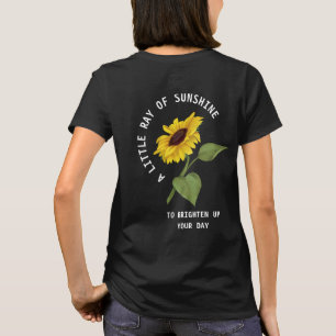 小さな光線のサンシャイン文字黒ひまわり Tシャツ