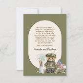 小さな兵士の男の子テディベア赤ちゃんシャワー サンキューカード (裏面)