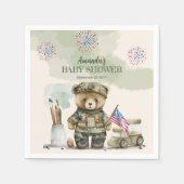 小さな兵士の男の子テディベア赤ちゃんシャワー スタンダードカクテルナプキン (正面)