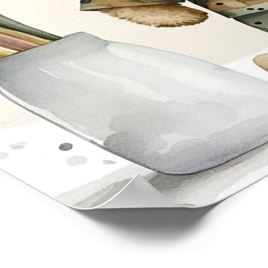 小さな兵士の男の子テディベア赤ちゃんシャワー ポスター (角)