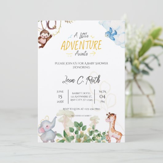 小さな冒険が赤ちゃんシャワー招待状を待つ 招待状 (スタンド正面)