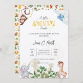 小さな冒険が赤ちゃんシャワー招待状を待つ 招待状 (正面/裏面)