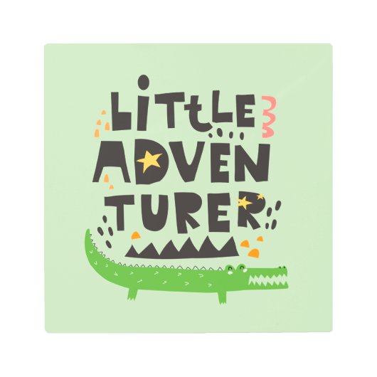 小さな冒険家アリゲーター メタルプリント (正面)