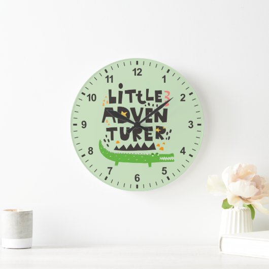 小さな冒険家アリゲーター ラージ壁時計 (ホーム)