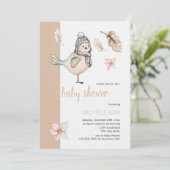 小さな冬のスパローとポンポン帽 招待状 (スタンド正面)