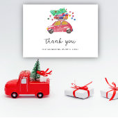 小さな冬の車の赤ん坊のシャワー感謝していユー サンキューカード