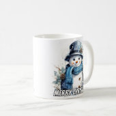 小さな冬の雪だるま コーヒーマグカップ (正面右)