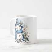 小さな冬の雪だるま コーヒーマグカップ (正面左)