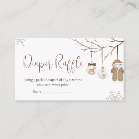 小さな冬メリーのクリスマスおむつラッフル エンクロージャーカード (正面)