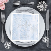 小さな凍っていスノーフレーク青い赤ちゃんシャワー スタンダードカクテルナプキン