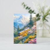 小さな列車で咲く高山の春 シーズンポストカード (スタンド正面)