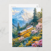 小さな列車で咲く高山の春 シーズンポストカード (正面/裏面)