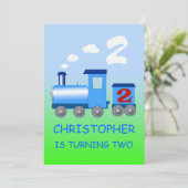 小さな列車の2歳の誕生日パーティー招待状 招待状 (スタンド正面)