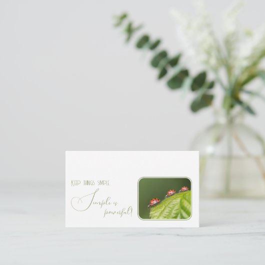 小さな前向きやる気を起こさせる引用文 名刺 (スタンド正面)