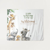 小さな動物のサファリ ジャングル ベイビー シャワーの歓迎 タペストリー (正面(横))