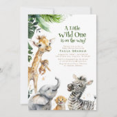 小さな動物ジャングルサファリワイルドキュート赤ちゃんシャワー 招待状 (正面)