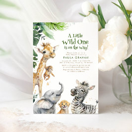 小さな動物ジャングルサファリワイルドキュート赤ちゃんシャワー 招待状