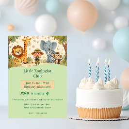 小さな動物学者サファリ動物子供の誕生日 招待状