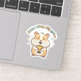 小さな勝利 大きな笑顔 – かわいいハムスターのトロフィー  シール