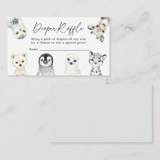 小さな北極おむつラッフルベビーシャワーカード エンクロージャーカード (正面/裏面)