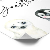 小さな北極の赤ちゃんシャワーのゲストブックサイン ポスター (角)