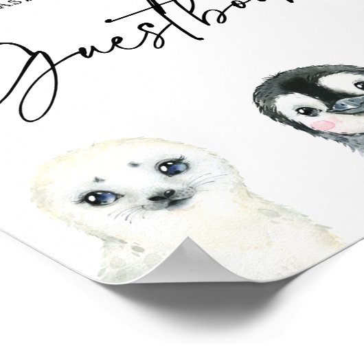 小さな北極の赤ちゃんシャワーのゲストブックサイン ポスター (角)