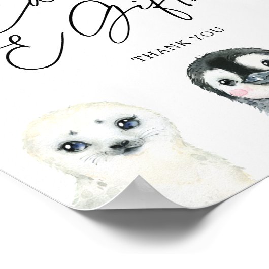 小さな北極の赤ちゃんシャワーカードとギフトサイン ポスター (角)