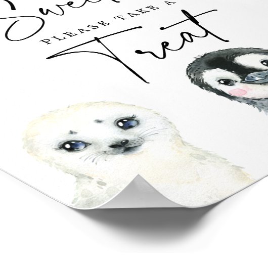 小さな北極の赤ちゃんシャワーベビーは甘いサインである ポスター (角)