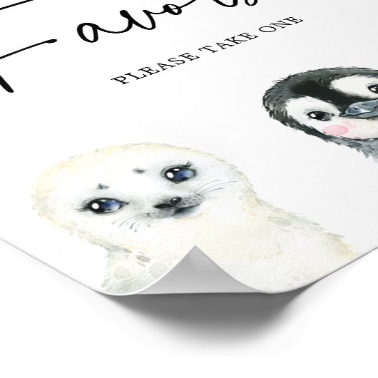 小さな北極の赤ん坊のシャワー好意サイン ポスター (角)