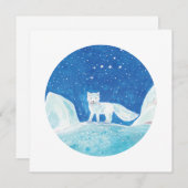 小さな北極狐（Vulpes lagopus）のイラスト シーズンカード (正面/裏面)