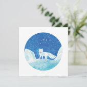 小さな北極狐（Vulpes lagopus）のイラスト シーズンカード (スタンド正面)