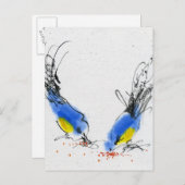 小さな口で粒をつつく。書道 ポストカード (正面/裏面)