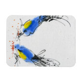 小さな口で粒をつつく。書道 マグネット (横)