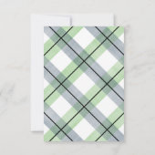 小さな口ひげの男の子の緑のネイビーシャワー サンキューカード (裏面)