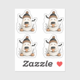 小さな可愛い幽霊秋ハロウィーン – 居心地の良い秋 シール