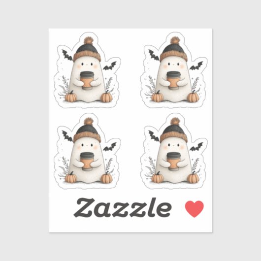 小さな可愛い幽霊秋ハロウィーン – 居心地の良い秋 シール (シート)