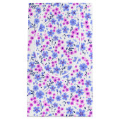 小さな可愛い白青ピンクの花柄 スモールペーパーバッグ (正面)