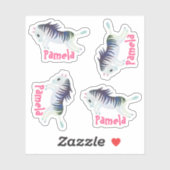 小さな名前のゼブラパーソナライズされたステッカーのセット シール (シート)