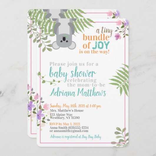 小さな喜びの森のフローラシャワー 招待状 (正面/裏面)