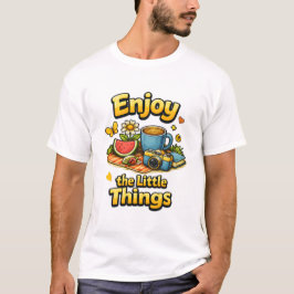 小さな喜びを楽しむ コージーピクニックイラスト Tシャツ