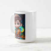 「小さな喜び:かわいい子がカップに喜びを見つける!」 コーヒーマグカップ (正面左)