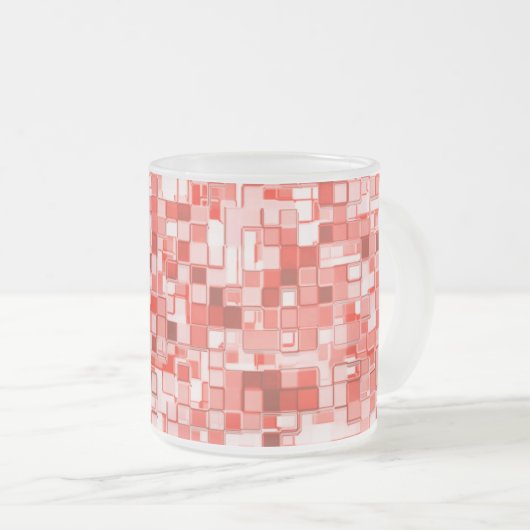 小さな四角を引っ張り、赤や珊瑚の色調 フロストグラスマグカップ (正面右)