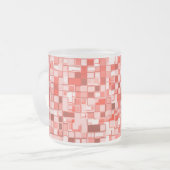 小さな四角を引っ張り、赤や珊瑚の色調 フロストグラスマグカップ (正面左)