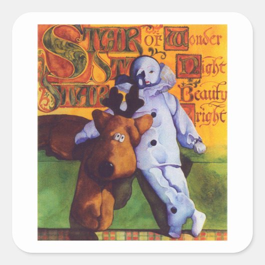 小さな四角疑問に思のステッカーの星 スクエアシール (正面)