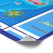 小さな図解入りの、写真付きのキッズワールドマップ – 21.33 x 16 ポスター (角)