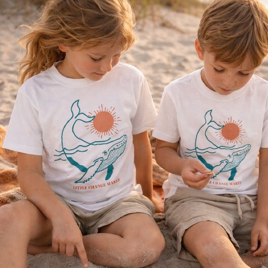 小さな変化を生むキッズTシャツ 海のクジラ海岸 Tシャツ
