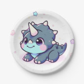 小さな夢のような恐竜の赤ちゃんシャワー ペーパープレート (正面)