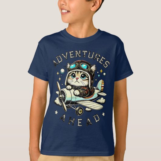 小さな夢想家のためのキュートな猫の冒険 Tシャツ (正面)