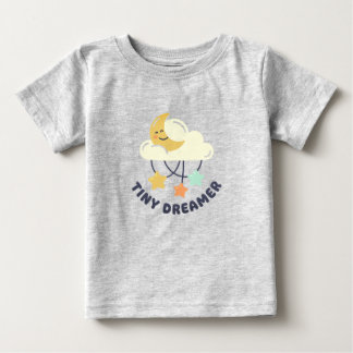 小さな夢想家 かわいい眠り 月の赤ちゃんTシャツ ベビーTシャツ