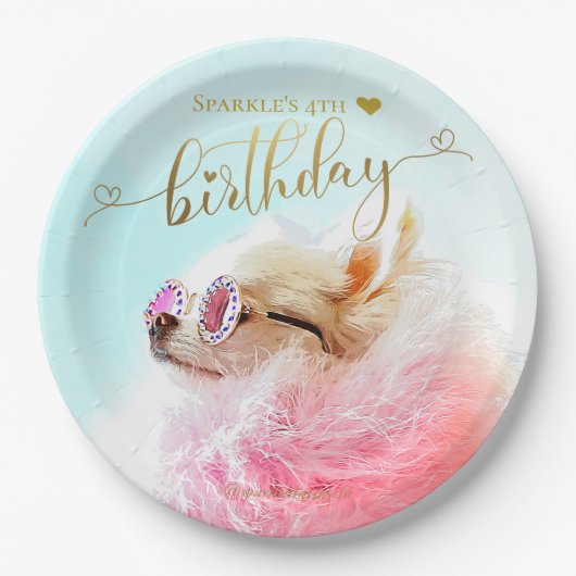 小さな大地を輝かせる |子犬の誕生日パーティー ペーパープレート (正面)